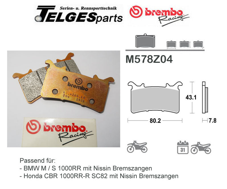 Brembo Pure Racing-Brake Pads Z04, M578Z04