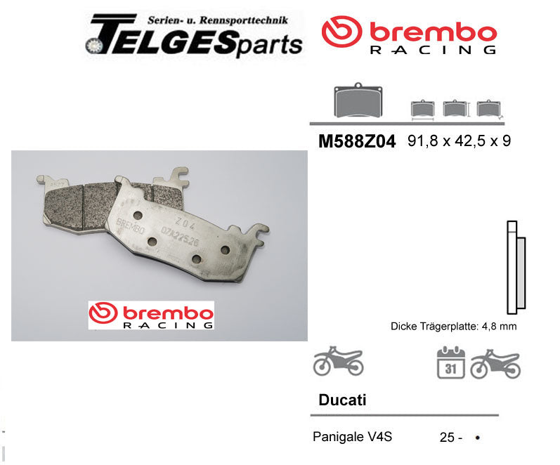 Brembo Pure Racing-Brake Pads Z04, M588Z04