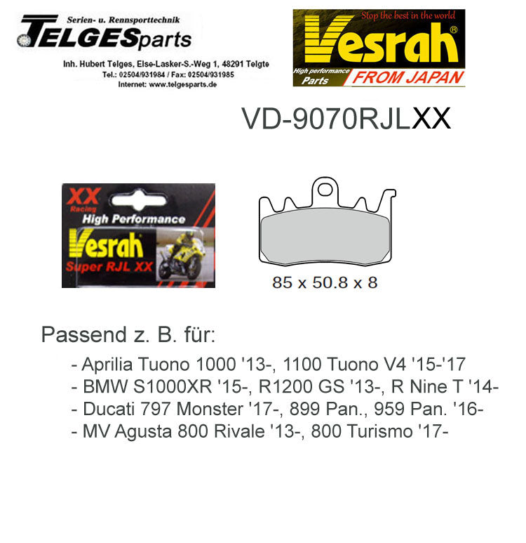 Vesrah Racing-Bremsbeläge RJLXX VD-9070RJLXX