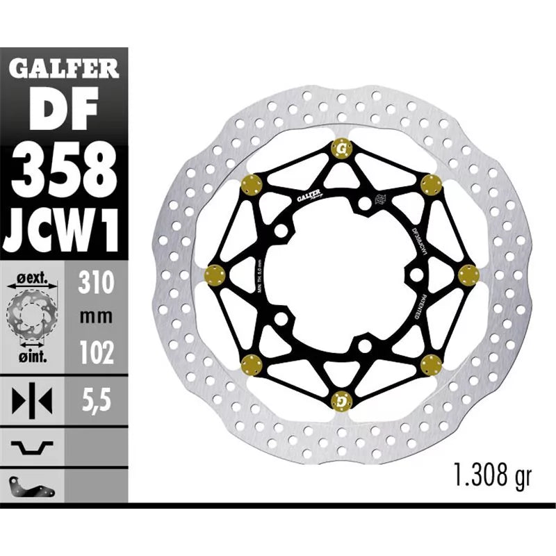 Bremsscheibe Galfer DF358JCW1G03 WAVE® FLOATECH RACING schwimmend vorne 310x5,5mm (2 benötigt) für Suzuki GSX-R 600 - 1000 cc
