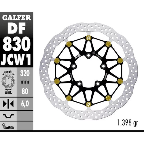 Bremsscheibe Galfer DF830JCW1G03 WAVE® FLOATECH RACING schwimmend vorne 320x5,5mm (2 benötigt) für MV Agusta Brutale Dragster