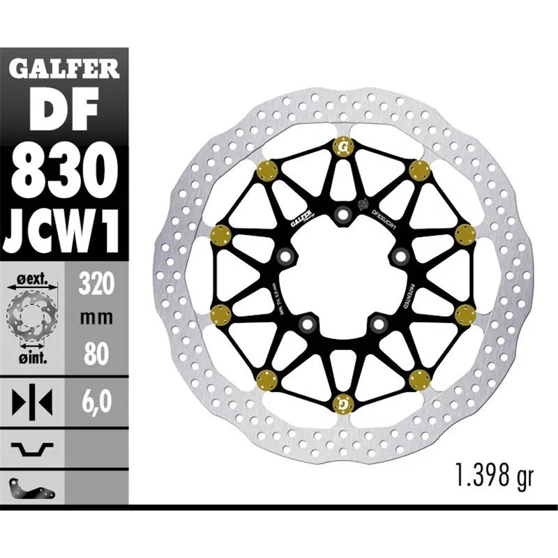 Bremsscheibe Set Galfer 2x DF830JCW1G03 WAVE® FLOATECH RACING schwimmend vorne 320x5,5mm für MV Agusta Brutale Dragster F3 Tu