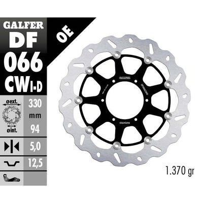Bremsscheibe Galfer DF066CWD WAVE® Complete mit ECE R90 Zulassung, schwimmend vorne 330x5mm für Honda CBR 900 RR Fireblade 929 / 954 ccm Bj. 2000 - 2003