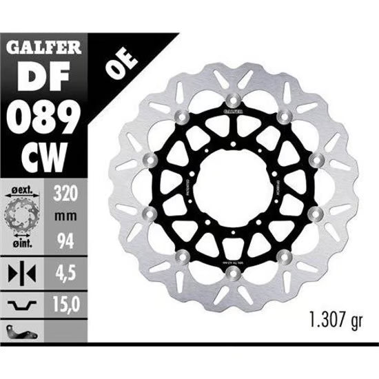 Bremsscheibe Set Galfer 2x DF089CW WAVE® Complete mit ECE R90 Zulassung, schwimmend vorne 320x4,5mm für Honda CBR RR Fireblade 1000 ccm Bj. 2017 - 2019