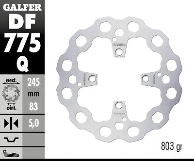 Bremsscheibe Galfer DF775Q CUBIQ® mit ECE R90 Zulassung, starr hinten 245x5mm für Ducati R S Streetfighter ABS Panigale V4 Speciale SP Supersport 937 - 1198 ccm Bj. 2007 - 2023